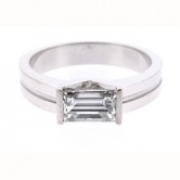 18ct white gold ring set with an emerald cut diamond