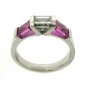 18ct white gold pink sapphire and diamond ring